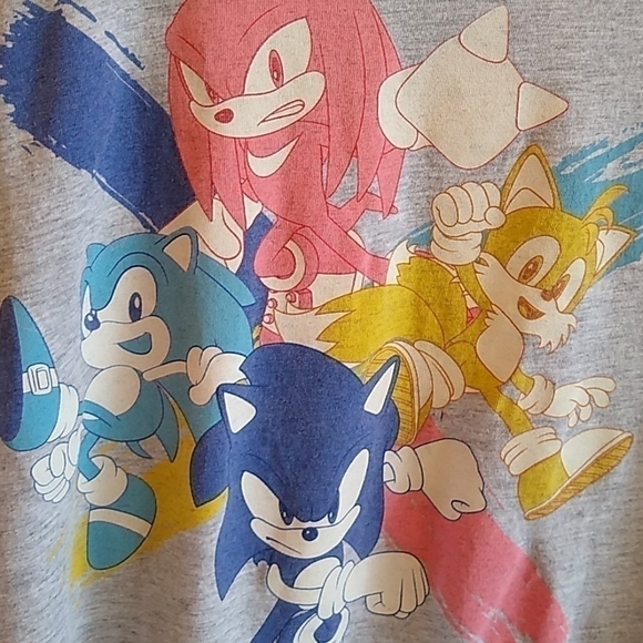 Sonic Hedgehog & Friends Tee Medium Cotton/Poly Gray Pink Blue Yellow M - Picture 1 of 6